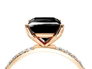 Solitaire Engagement Ring Setting for Fancy Black Princess Cut Center with Fine Pave Accents and Prong Head in Rose Gold