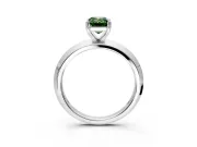 Solitaire Engagement Ring Setting for Fancy Green Emerald Cut Center with Wide Knife Ridge Band and Prong Head in White Gold