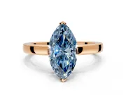 Solitaire Engagement Ring Setting for Fancy Blue Marquise Center with Plain Band and Flat Tab Prong Head in Rose Gold