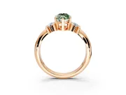 Solitaire Engagement Ring Setting for Fancy Green Marquise Center with Grooved Bar Accent Band and Prong Head in Rose Gold