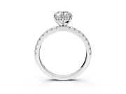Solitaire Engagement Ring Setting for Oval Center with Band of Accents and Prong Head in Sterling Silver