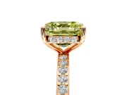 Solitaire Engagement Ring Setting for Fancy Yellow Asscher Cut Center with Fine Pave Band and Prong Head in Rose Gold