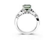 Solitaire Engagement Ring Setting for Fancy Green Asscher Cut Center with Marquise and Bezel Accents and Prong Head in Platinum