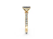 Open Basket Engagement Ring Setting for Emerald Cut Center with Pave Band and Prong Head in Yellow Gold