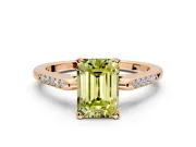Solitaire Engagement Ring Setting for Fancy Yellow Emerald Cut Center with Channel Accents and Prong Head in Rose Gold
