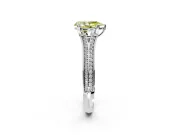 Solitaire Engagement Ring Setting for Fancy Yellow Pear-Shaped Center with Pave Rail Split Shank and Prong Head in Sterling Silver