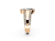 Halo Engagement Ring Setting for Marquise Center with Wide-Open Pave Split Shank and Prong Head in Rose Gold
