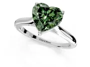 Solitaire Engagement Ring Setting for Fancy Green Heart-Shaped Center with Narrow Cathedral Band and Prong Head in White Gold
