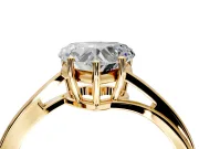 Solitaire Engagement Ring Setting for Heart-Shaped Center with Plain Bypass Twist Band and Prong Head in Yellow Gold