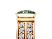 Bezel Engagement Ring Setting for Fancy Green Radiant Cut Center with Wide Channel-Set Band and Bezel Head in Rose Gold