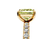 Solitaire Engagement Ring Setting for Fancy Yellow Princess Cut Center with Shared-Prong Accents and Prong Head in Yellow Gold