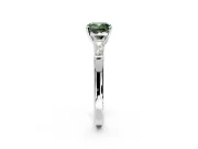 3 Stone Engagement Ring Setting for Fancy Green Cushion Cut Center with Tapered Baguettes, Plain Band and Prong Head in Platinum