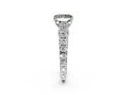 Solitaire Engagement Ring Setting for Fancy Green Radiant Cut Center with Pave Cathedral Shoulders and Prong Head in Platinum