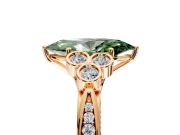Cluster Engagement Ring Setting for Fancy Green Marquise Center with Bezel Accent Clusters and Prong Head in Rose Gold