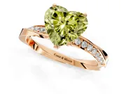 Side Accent Engagement Ring Setting for Fancy Yellow Heart-Shaped Center with Accent Shoulders and Prong Head in Rose Gold