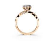 Solitaire Engagement Ring Setting for Heart-Shaped Center with Narrow Twist Pave Band and Prong Head in Rose Gold