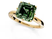 Solitaire Engagement Ring Setting for Fancy Green Asscher Cut Center with Plain Band and Tulip Prong Head in Yellow Gold