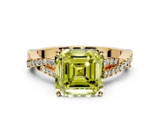 Solitaire Engagement Ring Setting for Fancy Yellow Asscher Cut Center with Twisted Pave Split Shank and Prong Head in Yellow Gold