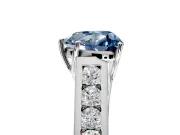 Solitaire Engagement Ring Setting for Fancy Blue Heart-Shaped Center with Cathedral Channel Band and Prong Head in Sterling Silver
