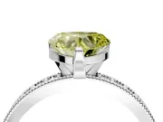 Milgrain Pave Engagement Ring Setting for Fancy Yellow Heart-Shaped Center with Accent Band and Prong Head in Sterling Silver
