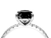 Solitaire Engagement Ring Setting for Fancy Black Oval Center with Fine Pave Narrow Band and Prong Head in Platinum
