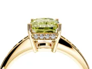 Solitaire Engagement Ring Setting for Fancy Yellow Radiant Cut Center with Channel-Set Accent Band and Prong Head in Yellow Gold
