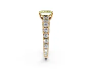 Solitaire Engagement Ring Setting for Fancy Yellow Radiant Cut Center with Pave Cathedral Shoulders and Prong Head in Yellow Gold