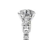 3 Stone Engagement Ring Setting for Round Cut Center with Round Cut Side Accents and Prong Head in Sterling Silver