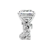 Solitaire Engagement Ring Setting for Princess Cut Center with Bar-Station Pave Twist and Prong Head in Sterling Silver