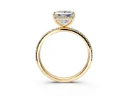 Hidden Halo Engagement Ring Setting for Princess Cut Center with Pave Band and Prong Head in Yellow Gold