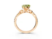 Leaf Motif Engagement Ring Setting for Fancy Yellow Heart-Shaped Center with Pave Band and Prong Head in Rose Gold