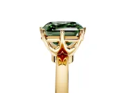 Solitaire Engagement Ring Setting for Fancy Green Asscher Cut Center with Plain Band and Tulip Prong Head in Yellow Gold