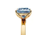 Solitaire Engagement Ring Setting for Fancy Blue Princess Cut Center with Thin Rounded Plain Band and Prong Head in Yellow Gold