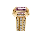 Solitaire Engagement Ring Setting for Fancy Pink Princess Cut Center with Accented Split Shank and Prong Head in Yellow Gold