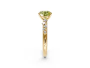 Cluster Engagement Ring Setting for Fancy Yellow Round Cut Center with Round Cut Accent Band and Prong Head in Yellow Gold