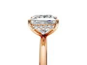 Solitaire Engagement Ring Setting for Princess Cut Center with Plain Band, Open Basket and Prong Head in Rose Gold