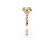 Floral Engagement Ring Setting for Fancy Yellow Radiant Cut Center with Four Accent Clusters and Prong Head in Rose Gold