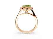Halo Engagement Ring Setting for Fancy Yellow Heart-Shaped Center with Outer Bezel Rim, Pave Band and Prong Head in Rose Gold
