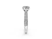 Solitaire Engagement Ring Setting for Round Cut Center with Multi-Row Accents and Prong Head in Platinum
