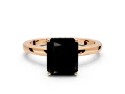 Solitaire Engagement Ring Setting for Fancy Black Radiant Cut Center with Fine Wire Band and Prong Head in Rose Gold