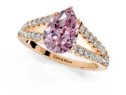 Solitaire Engagement Ring Setting for Fancy Pink Pear-Shaped Center with Pave Split Shank and Prong Head in Rose Gold