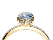 Solitaire Engagement Ring Setting for Fancy Blue Marquise Center with Fine Pave Band and Prong Head in Yellow Gold