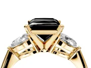 3 Stone Engagement Ring Setting for Fancy Black Princess Cut Center with Large Pear-Shaped Accents and Prong Head in Yellow Gold