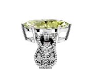 Leaf Engagement Ring Setting for Fancy Yellow Marquise Center with Milgrain Accent Band and Prong Head in Sterling Silver
