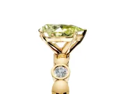 Solitaire Engagement Ring Setting for Fancy Yellow Pear-Shaped Center with Beaded Bezel Station Band and Prong Head in Yellow Gold