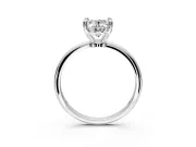 Minimalist Solitaire Engagement Ring Setting for Oval Center with Thin Band and Prong Head in Sterling Silver