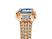 Solitaire Engagement Ring Setting for Fancy Blue Princess Cut Center with Accented Split Shank and Prong Head in Rose Gold