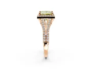 Halo Engagement Ring Setting for Fancy Yellow Princess Cut Center with Pave Split Shank and Prong Head in Rose Gold