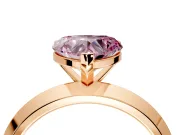 Solitaire Engagement Ring Setting for Fancy Pink Heart-Shaped Center with Wide Knife Ridge Band and Prong Head in Rose Gold
