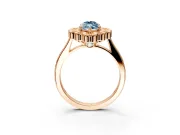 Cluster Halo Engagement Ring Setting for Fancy Blue Marquise Center with Milgrain Bezel Accents and Prong Head in Rose Gold
